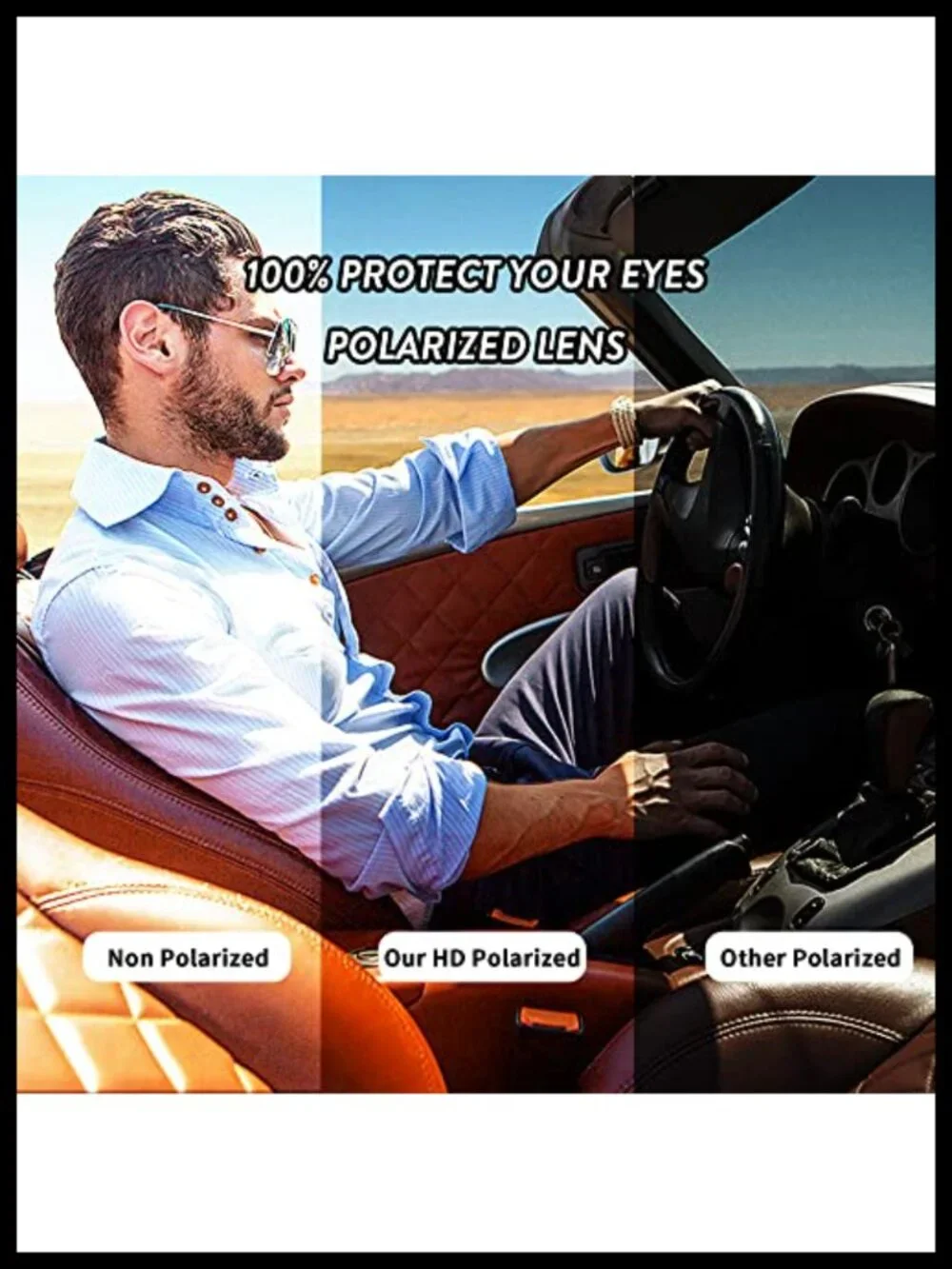 Retro Square Polarized UV400 Sunglasses Women Men Driving Fishing Hiking Golf